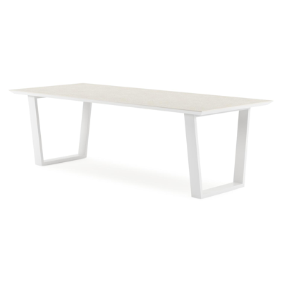 Pagino tuintafel in wit aluminium en volkeramiek shilin - L 240 x B 100 x H 74,5 cm