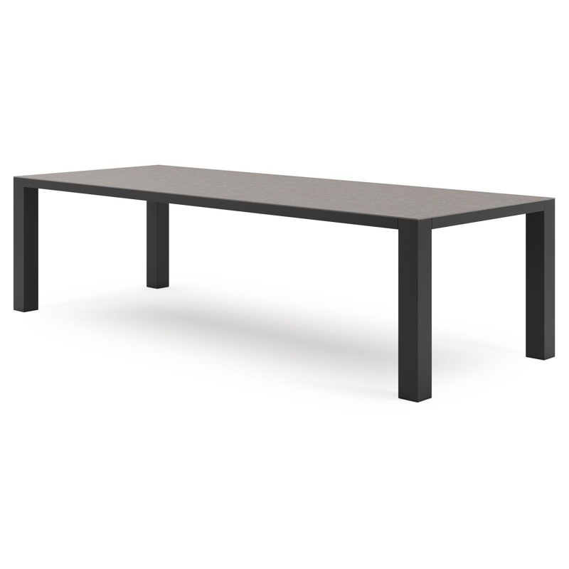 Nano tuintafel rechthoekig in zwart aluminium en volkeramiek wulong - L 280 x B 110 x H 75 cm