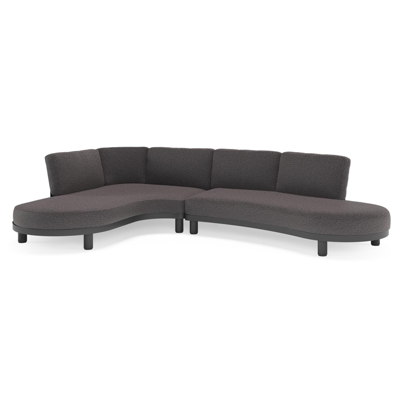Donato loungehoek in zwart aluminium met all weather solica Firenze Tunder kussen