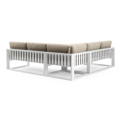 Verato loungehoek in wit aluminium met althea chalk all weather cosytica kussen