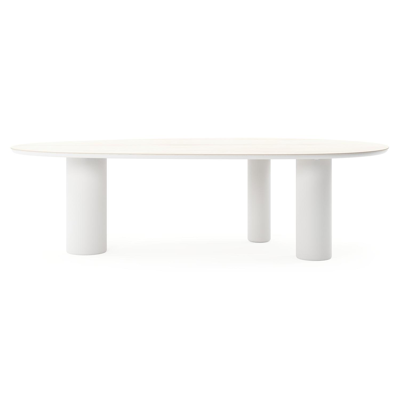 Amico tuintafel mango in wit aluminium en volkeramiek Travertino Bianco - L 260 x B 130 x H 73.5 cm