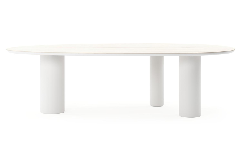 Amico tuintafel mango in wit aluminium en volkeramiek Travertino Bianco - L 260 x B 130 x H 73.5 cm