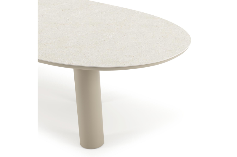 Organo tuintafel organisch in beige aluminium en volkeramiek Shilin L 280 x B 120 x H 74 cm