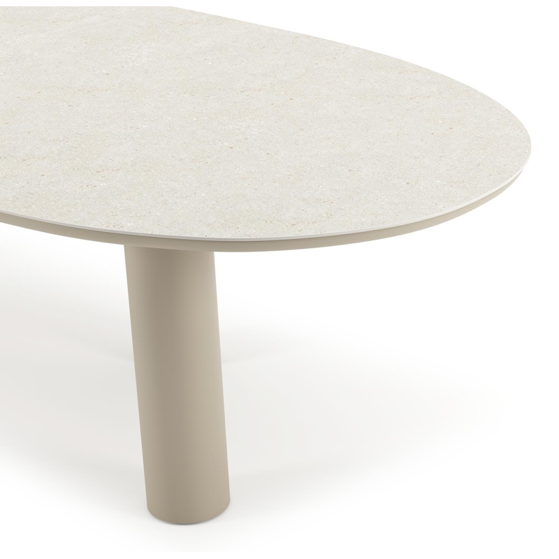 Organo tuintafel organisch in beige aluminium en volkeramiek Shilin L 280 x B 120 x H 74 cm x H 74 cm
