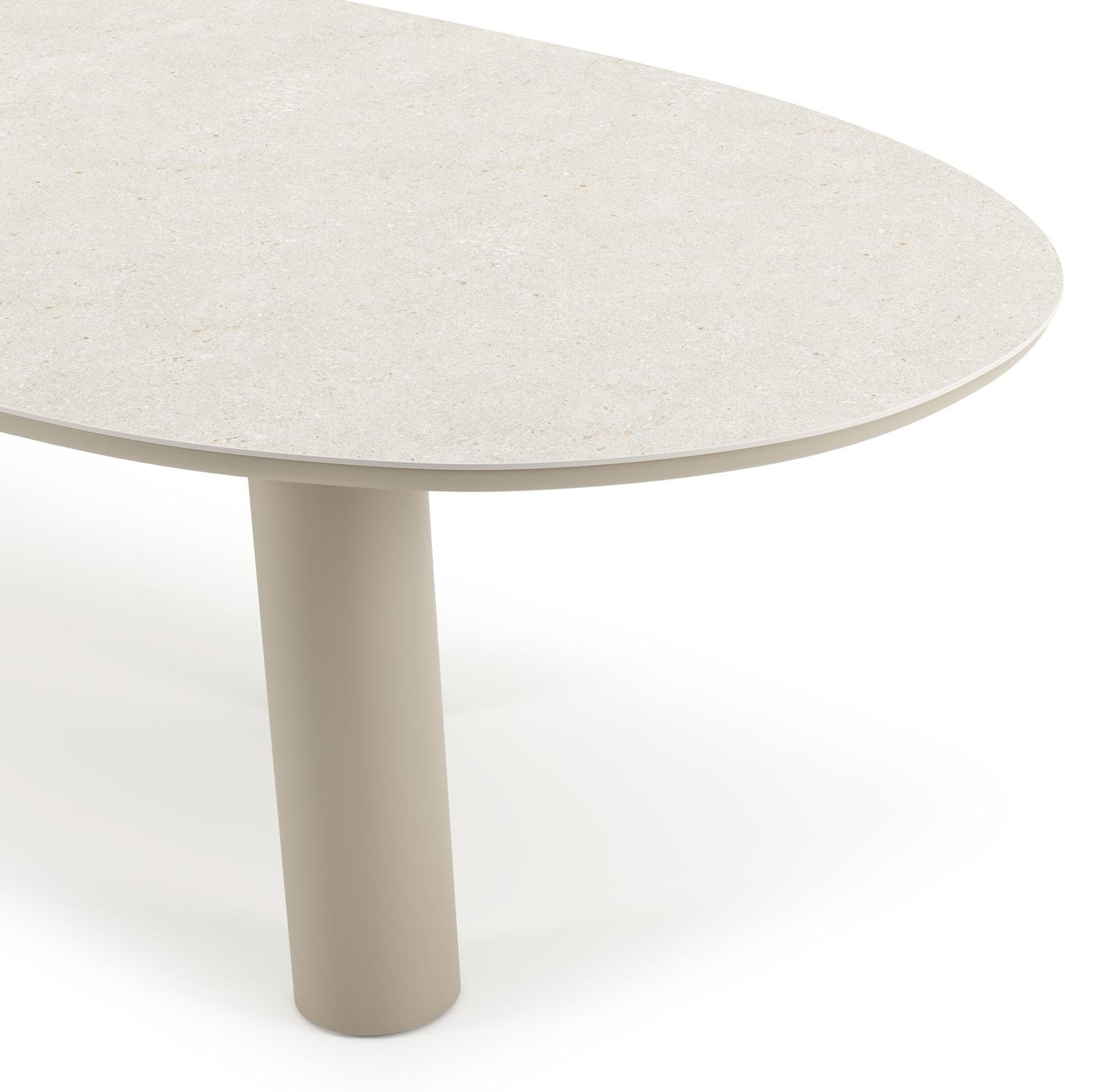 Organo tuintafel organisch in beige aluminium en volkeramiek Shilin L 280 x B 120 x H 74 cm