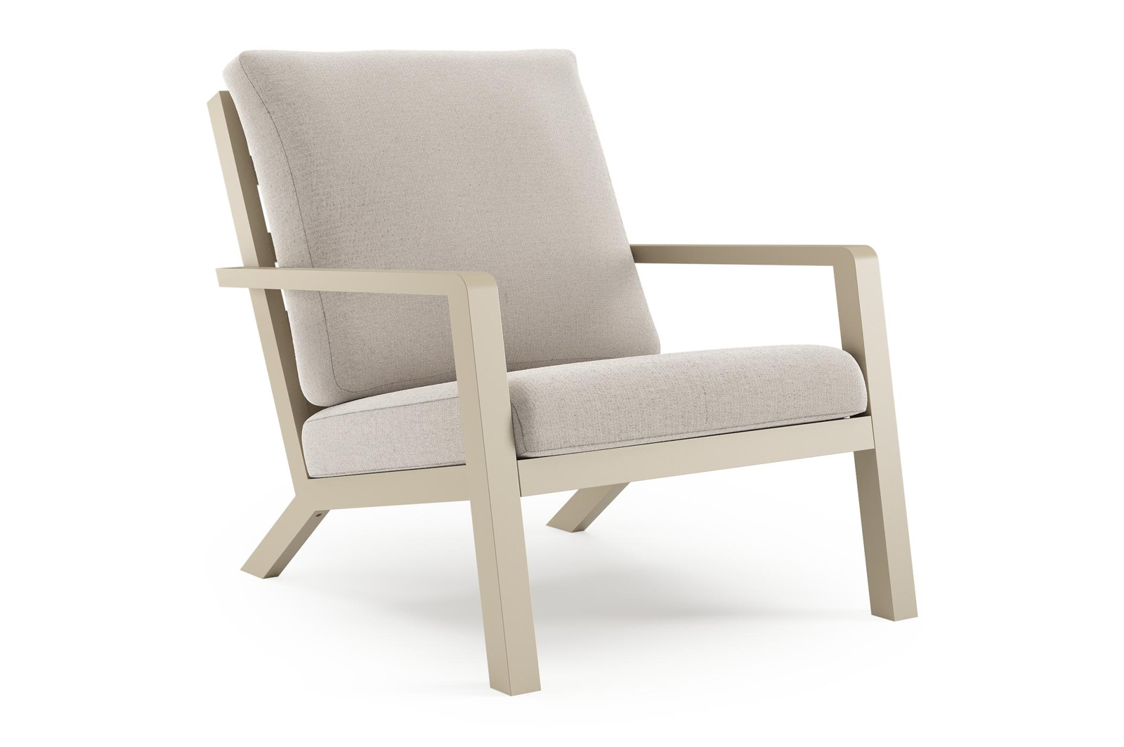 Nelas loungestoel in beige aluminium met beige kussen