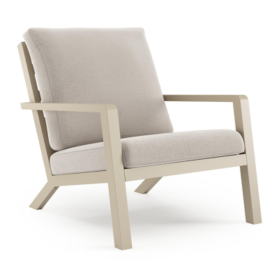 Nelas loungestoel in beige aluminium met beige kussen