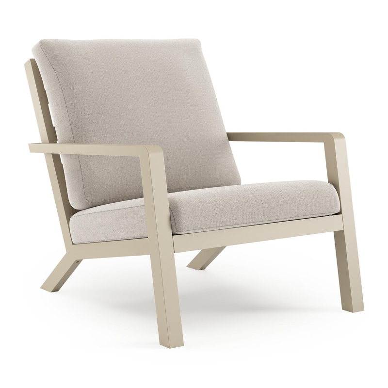 Nelas loungestoel in beige aluminium met beige kussen