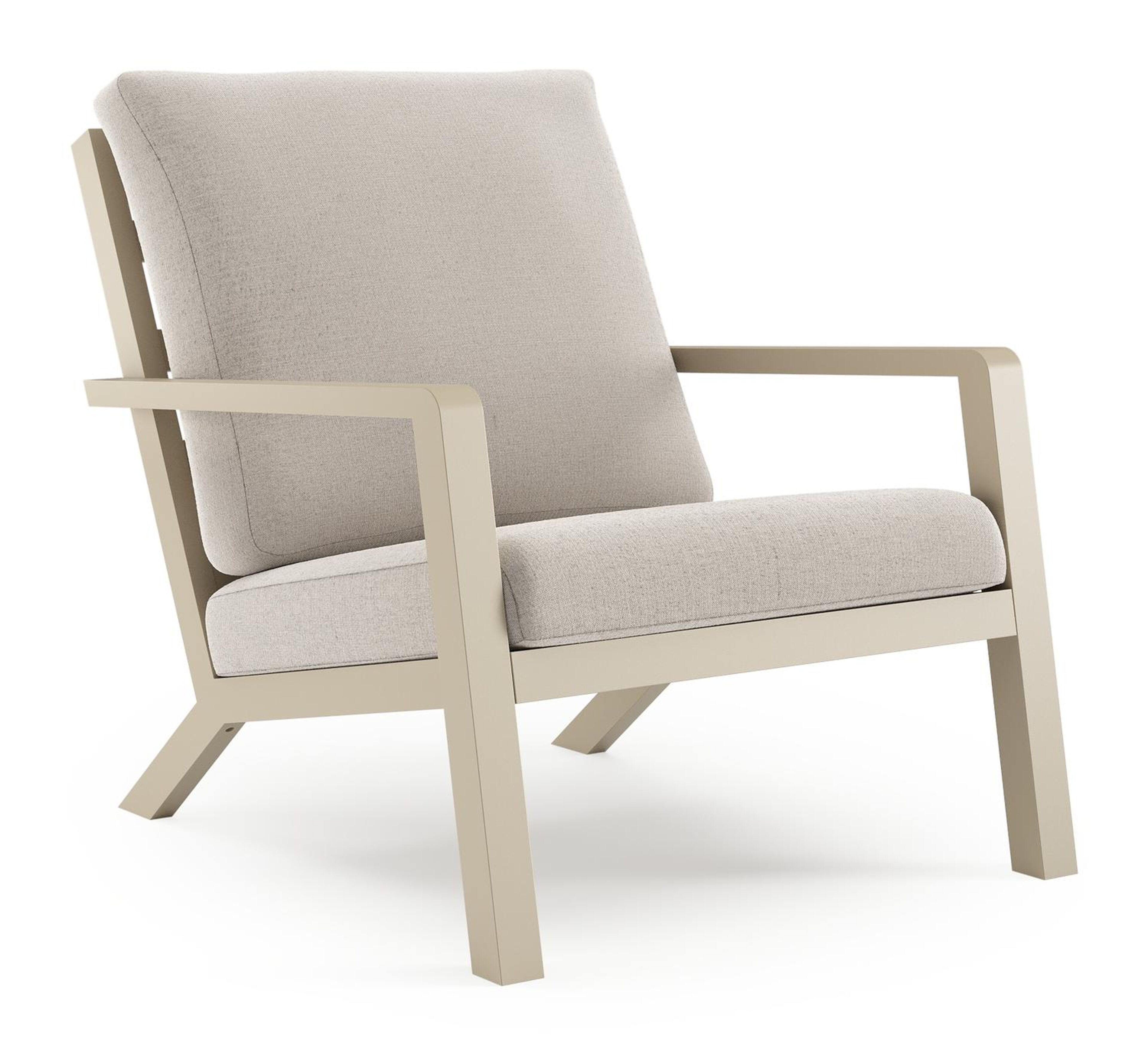 Nelas loungestoel in beige aluminium met beige kussen