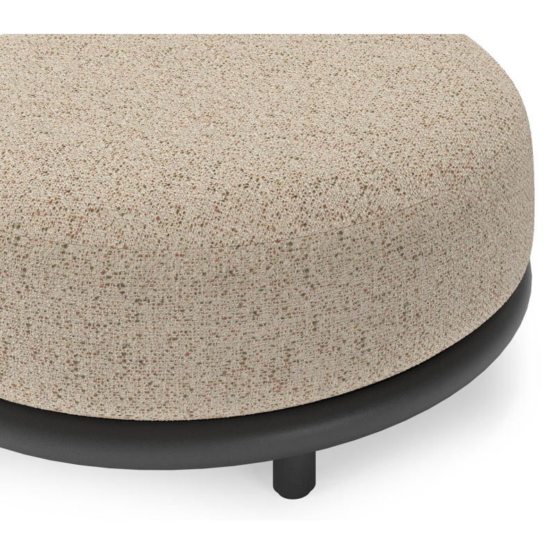 Lomano poef in zwart aluminium en beige verticaal geweven luxe vlakke rope met Bora Jungle all weather cosytica