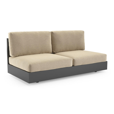 Como loungebank in zwart aluminium met althea camel all weather cosytica kussen
