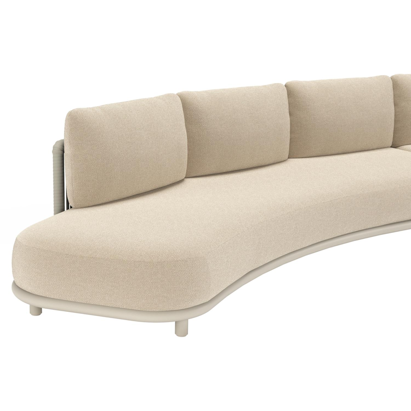 CanapÃ© de jardin Lomano en aluminium beige et corde luxe plate tissÃ©e verticalement beige et coussins en all weather cosytica Althea Chalk