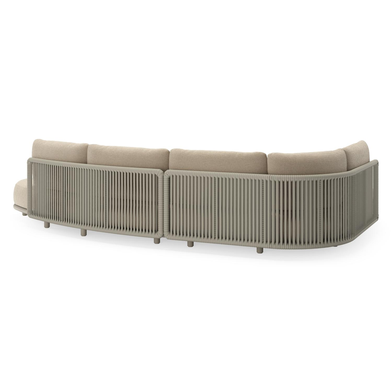 Lomano loungehoek in beige aluminium en beige verticaal geweven luxe vlakke rope met Althea Chalk all weather cosytica