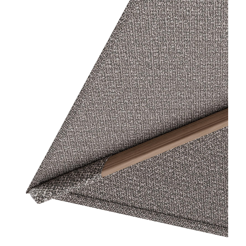 Parasol pendant Rufina tilt en aluminium aspect de bois et toile All Weather Sunbrella® Luxe Wander Granite - Lg.1 400 x Lg.2 300 cm avec pied de parasol Minore 150 kg avec roulettes