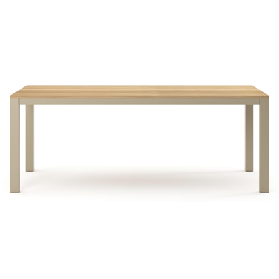 Table de jardin Como rectangulaire en aluminium beige et teck - Lg. 200 x Lrg. 100 x Haut. 73 cm