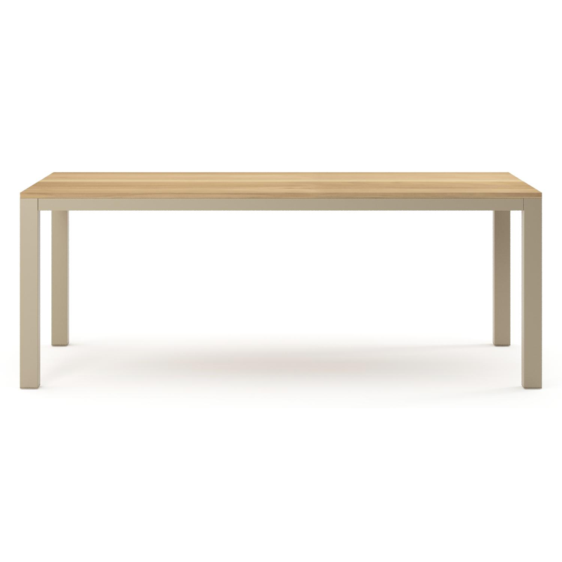 Como tuintafel rechthoekig in beige aluminium en teak - L 200 x B 100 x H 73 cm