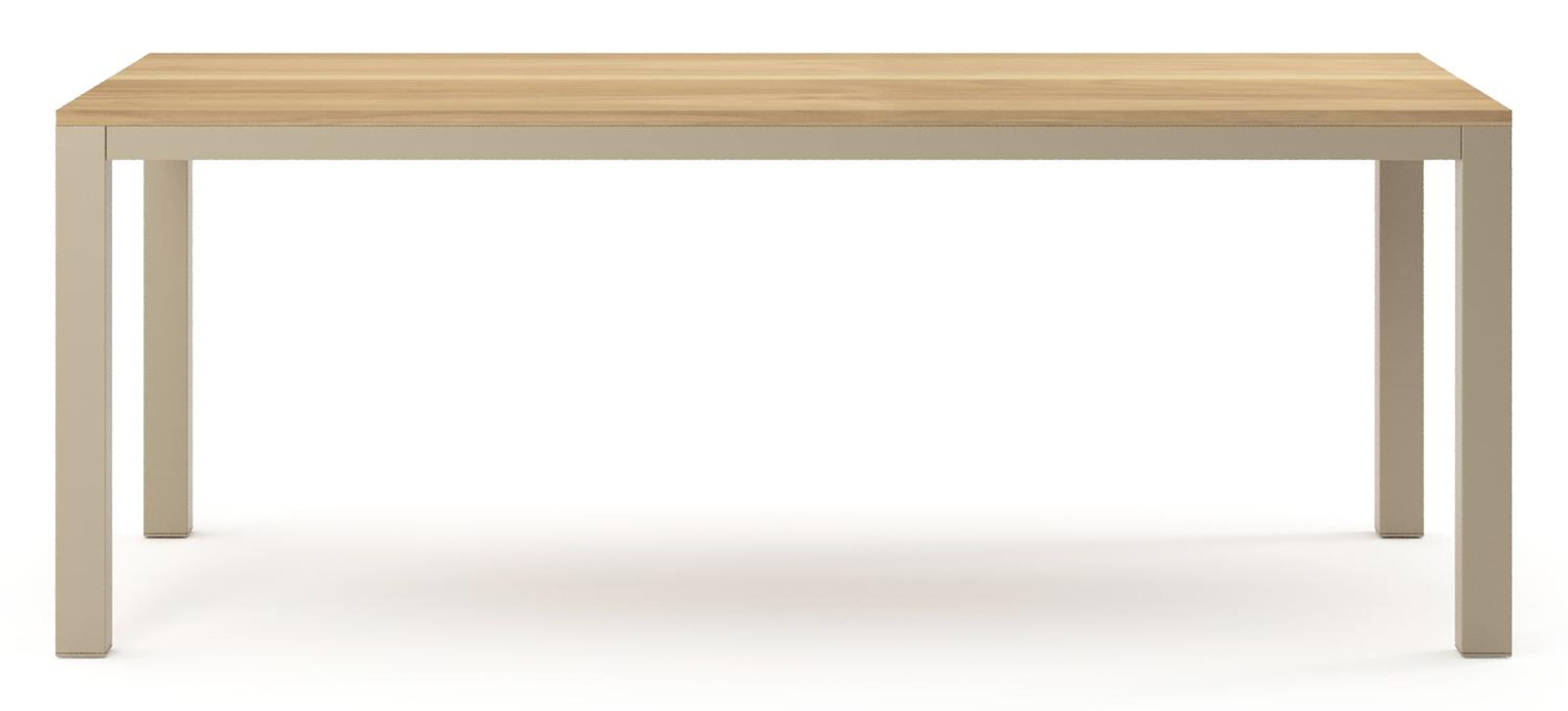 Table de jardin Como rectangulaire en aluminium beige et teck - Lg. 200 x Lrg. 100 x Haut. 73 cm