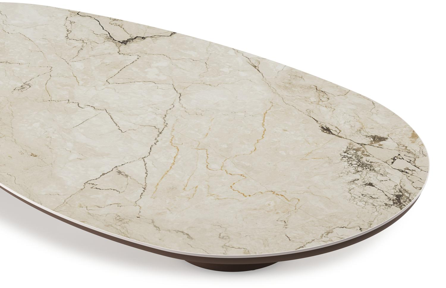 Table de basse Amico organique en taupe aluminium et céramique pleine Colorado Dunes - Lg. 170 x Lrg. 91 x Haut. 25 cm
