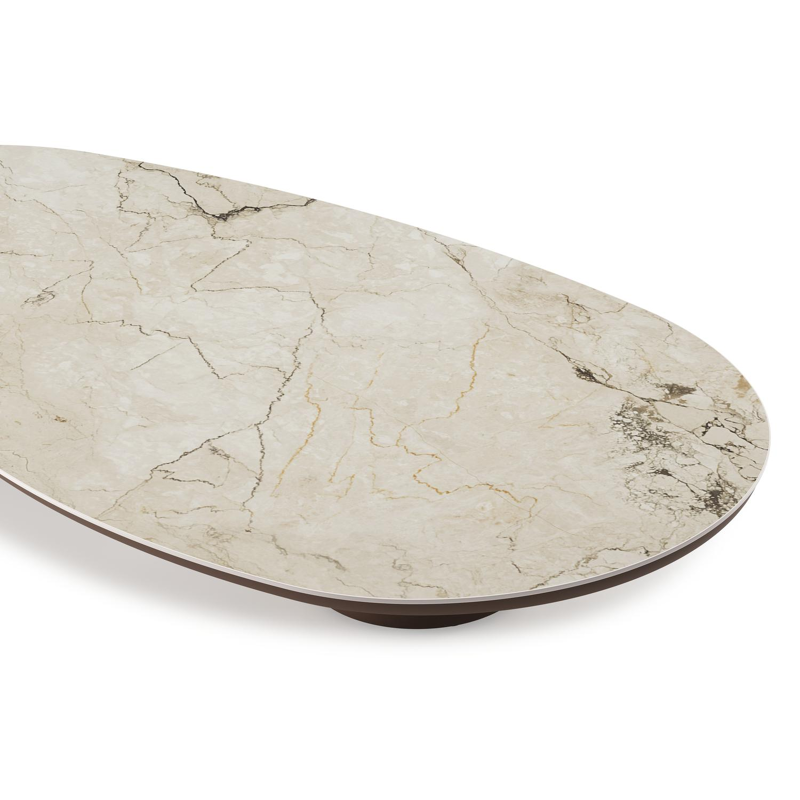 Amico loungetafel organisch in taupe aluminium en volkeramiek Colorado Dunes - L 170 x B 91 x H 25 cm