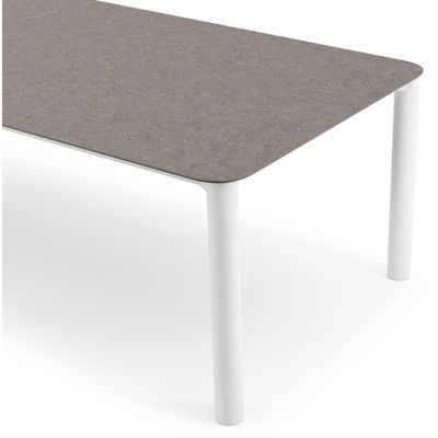 Orso tuintafel rechthoekig afgerond in wit aluminium en volkeramiek Wulong - L 290 x B 110 x H 73.5 cm