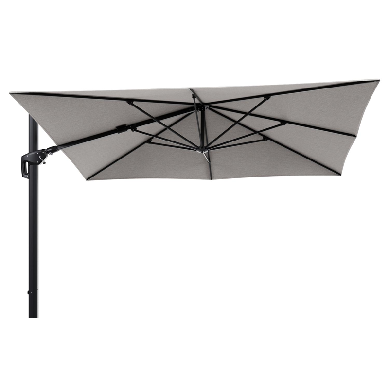 Minore zweefparasol tiltfunctie in zwart aluminium en parasoldoek in All Weather Sunbrella® Luxe Tundra Sand  - L1 280 x L2: 370 cm (zonder voet) (zonder voet)