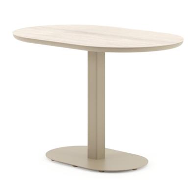 Teramo tuintafel bombo in beige aluminium en volkeramiek Travertino Bianco - L 110 x B 70 x H 73.7 cm