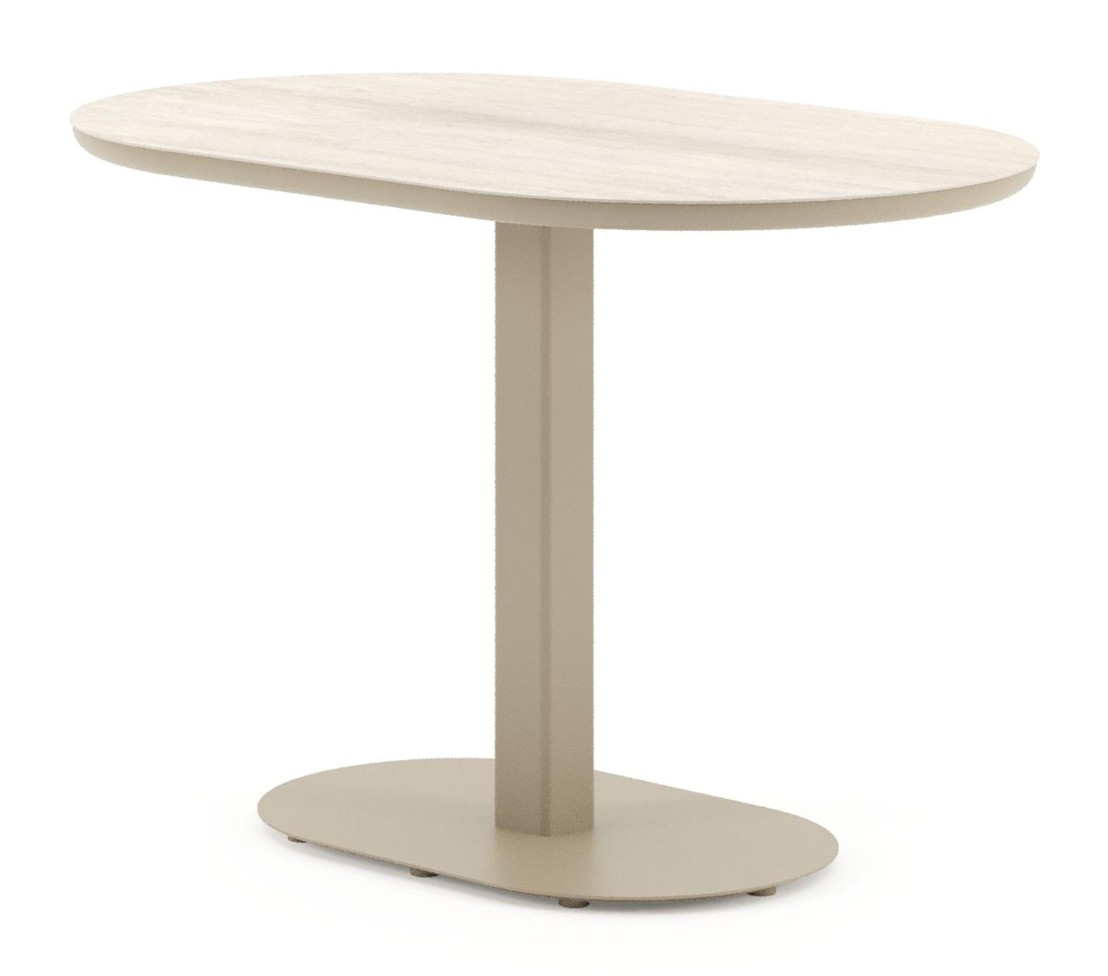 Table de jardin Teramo inclinable bombo en aluminium beige et céramique pleine Travertino Bianco - Lg. 110 x Lrg. 70 x Haut. 73.7 cm