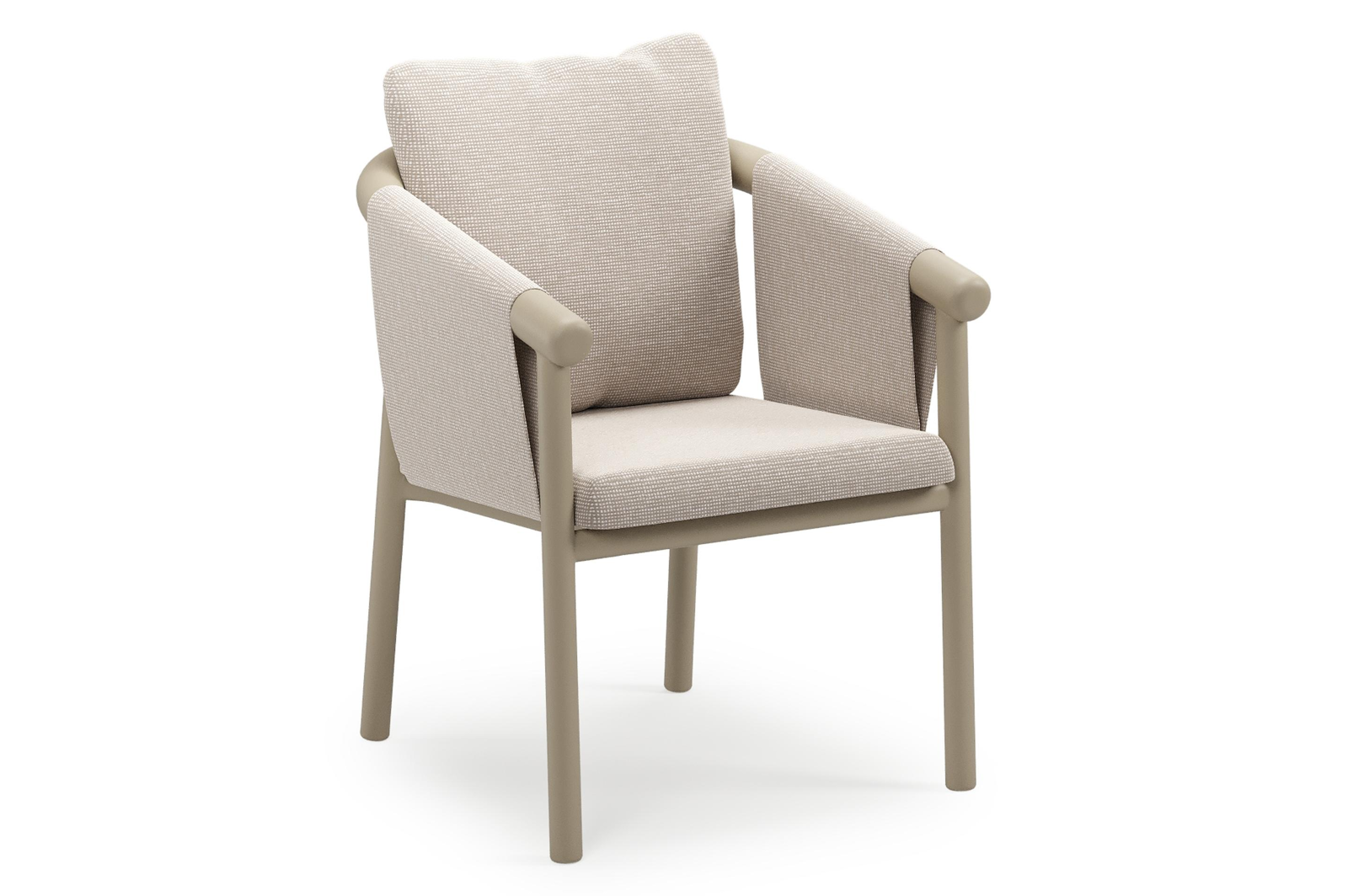 Amico stapelbare tuinstoel in beige aluminium met stoelkussen in All Weather Sunbrella® Luxe Slow Farafra