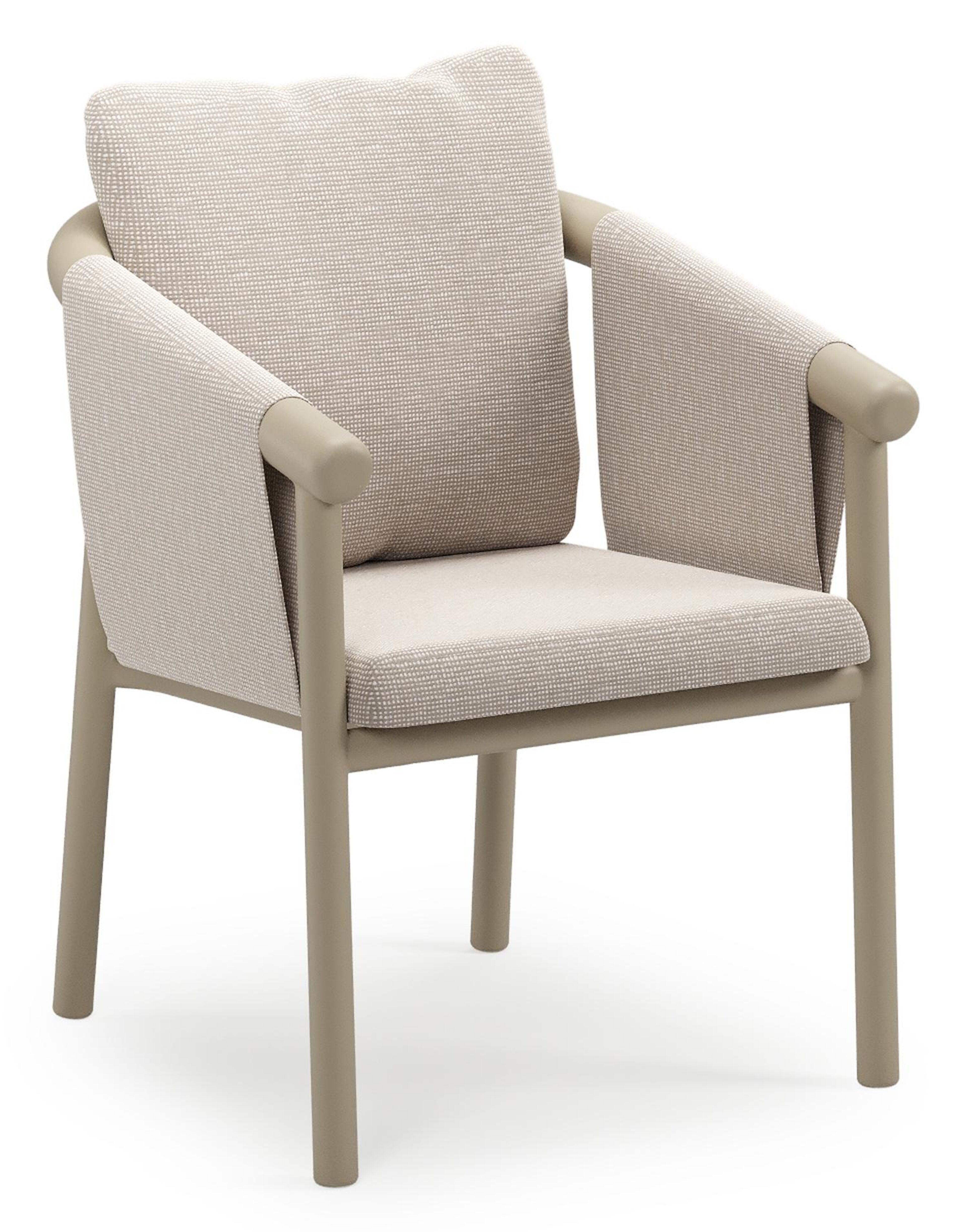 Chaise de jardin empilable Amico en aluminium beige et aluminium beige avec coussin en All Weather Sunbrella® Luxe Slow Farafra