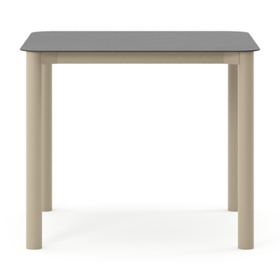 Table de jardin Orso rectangulaire arrondi en aluminium beige et céramique pleine Basalt Black - Lg. 90 x Lrg. 90 x Haut. 74.5 cm