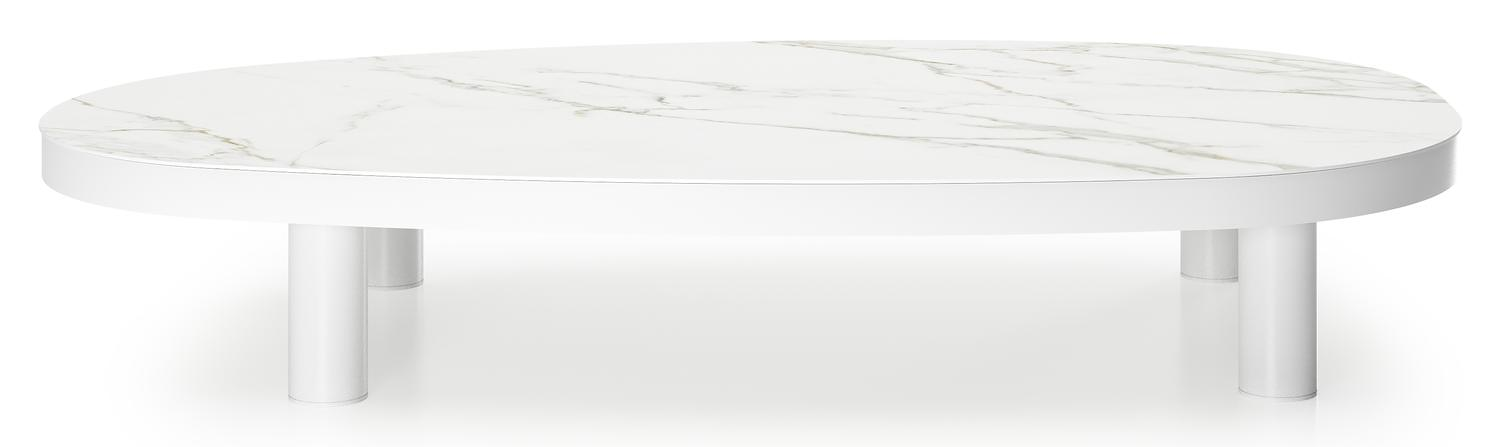 Donato loungetafel in wit aluminium en volkeramiek calacatta - L 151 x B 90 x H 25 cm