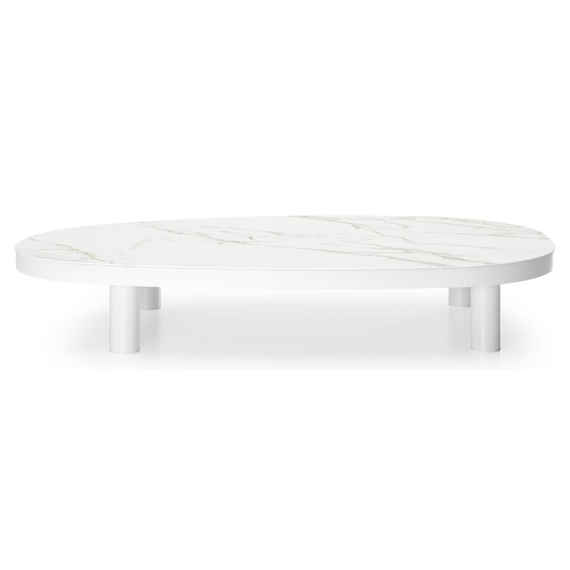 Donato loungetafel in wit aluminium en volkeramiek calacatta - L 151 x B 90 x H 25 cm