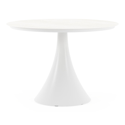 Fano tuintafel rond in wit aluminium en volkeramiek calista - Dia. 110 x H 75 cm