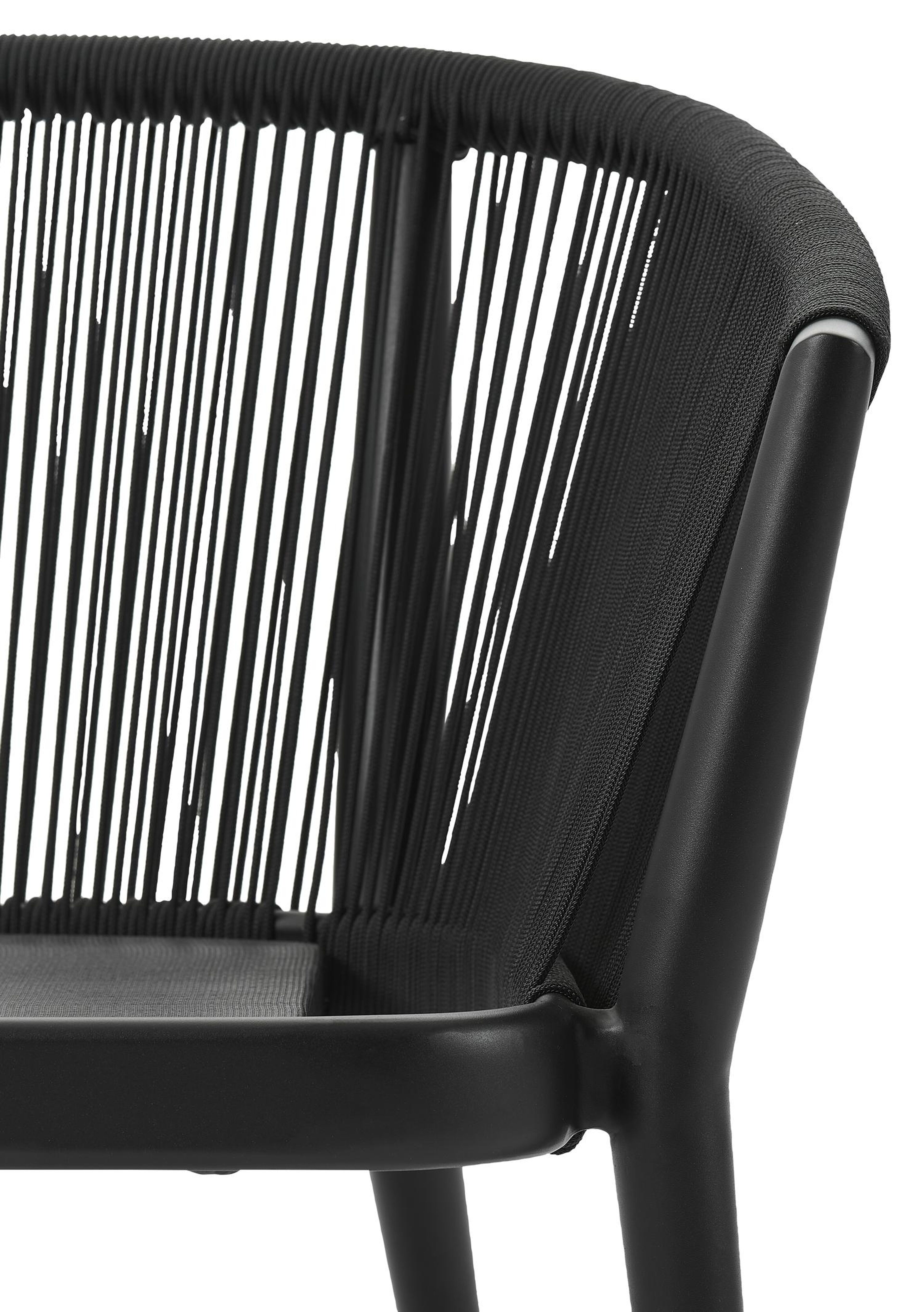 Salon de jardin Orso 1-pl en aluminium noir et corde noir