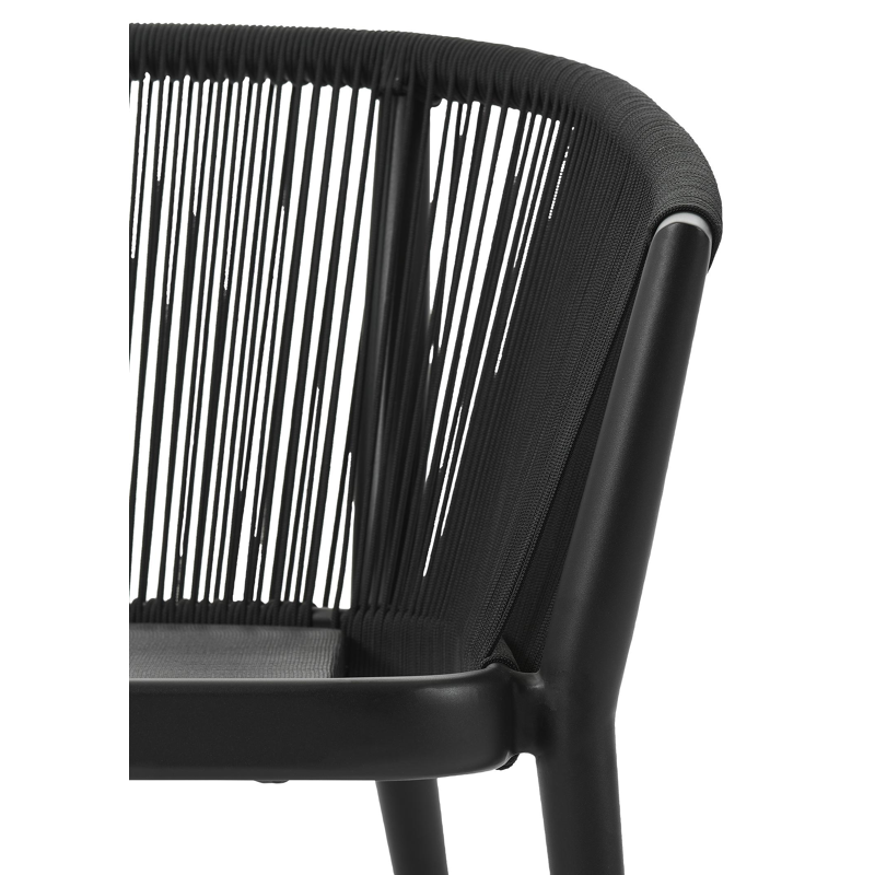 Salon de jardin Orso 1-pl en aluminium noir et corde noir