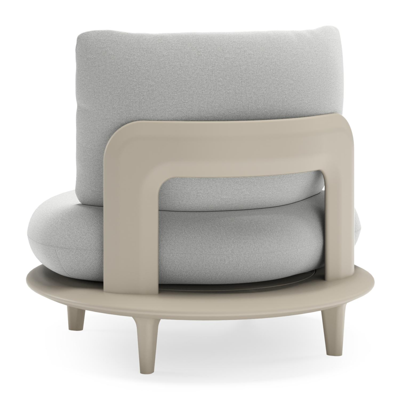 Bomero loungestoel in beige aluminium met natte grey chine all weather sunbrella® luxe kussen
