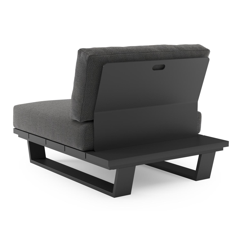 Pagino loungestoel in zwart aluminium met savane tornado all weather sunbrella® luxe kussen