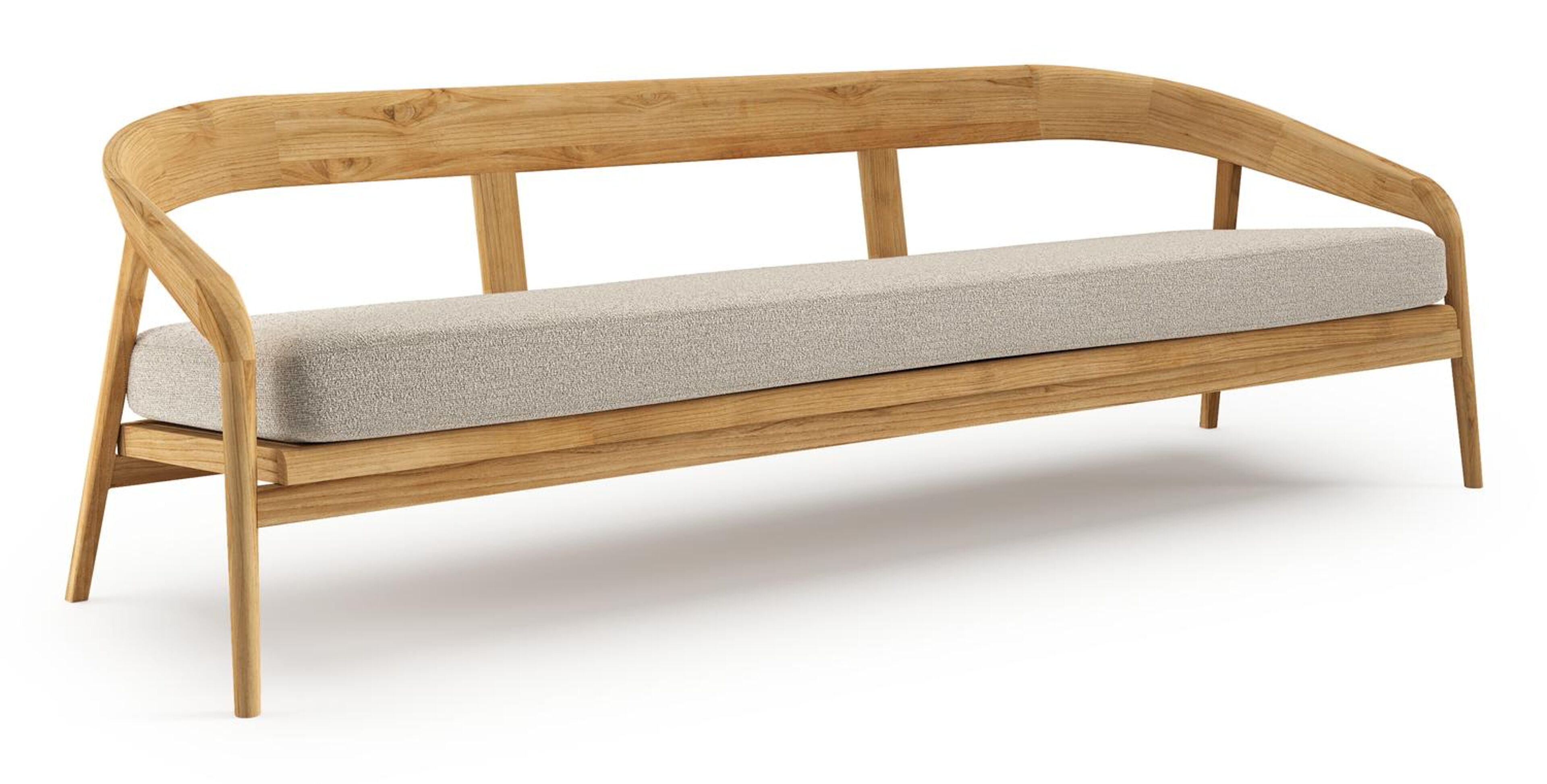 Lacrima loungebank in teak met catania greige all weather Cosytica kussen