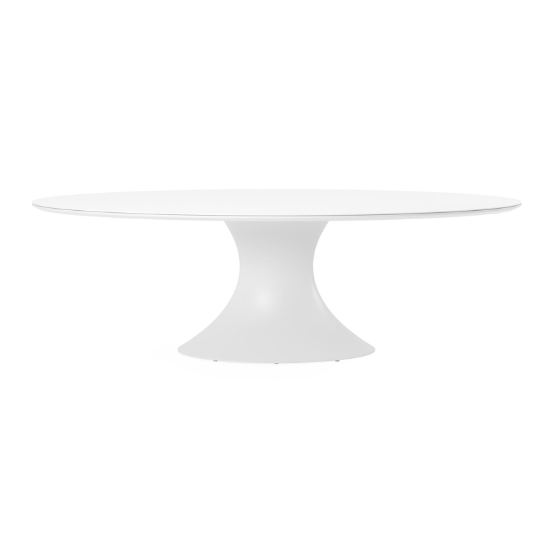 Fano tuintafel ovaal in wit aluminium en volkeramiek arctic white - L 240 x B 135 x H 75 cm