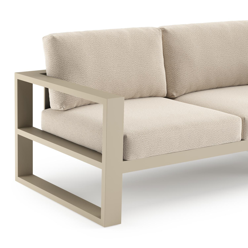 Verato loungehoek in beige aluminium met lopi sand all weather sunbrella® luxe kussen
