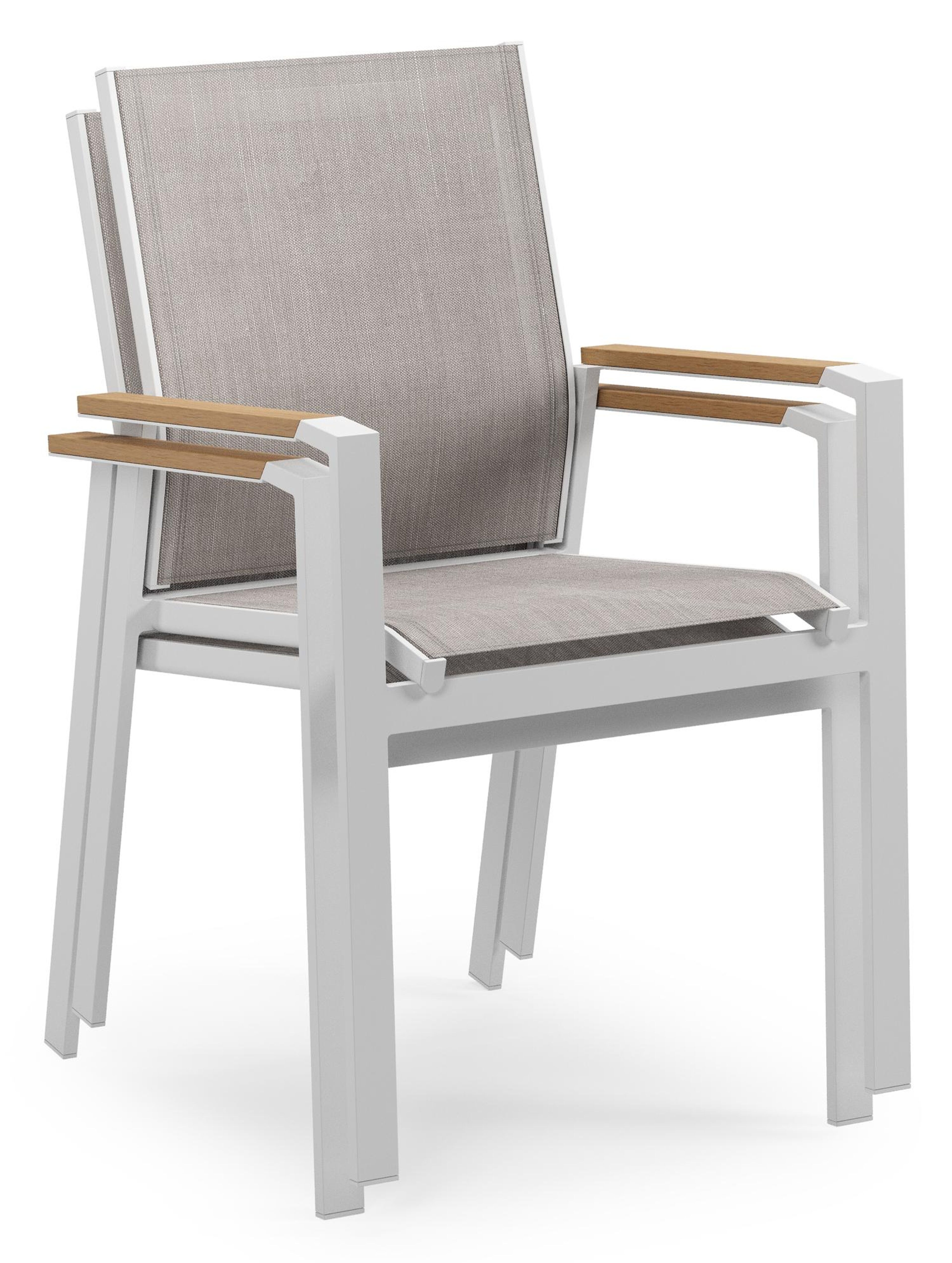 Tora tuinset rond in wit aluminium en polywood met 4 Bahia tuinstoelen