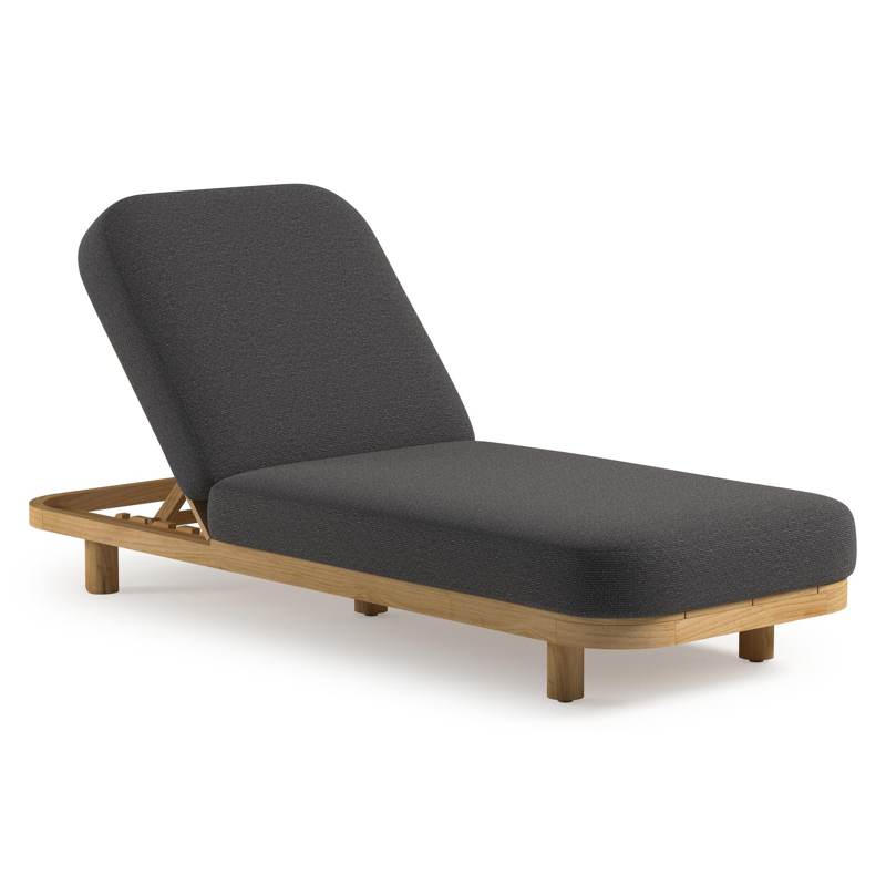 Chaise longue réglable Donato en teck avec All Weather Solica firenze tunder coussin