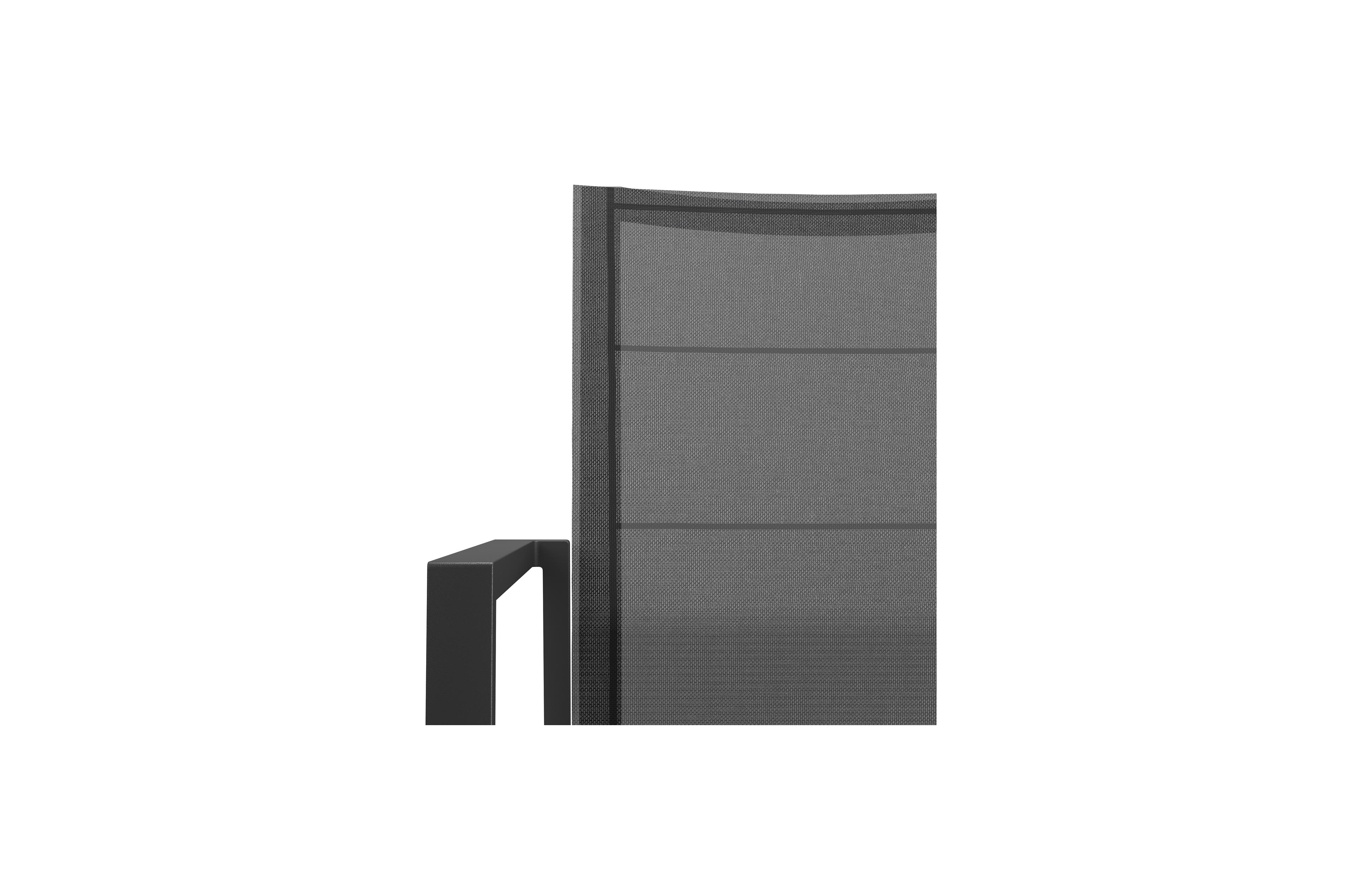 Cirello stapelbare tuinstoel in zwart aluminium en zwart textilene