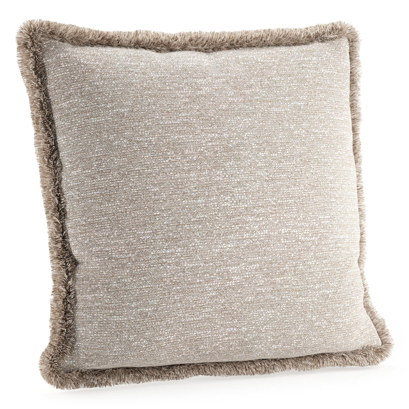 Coussin déco à franges 55 x 55 cm en all weather sunbrella luxe tundra sand