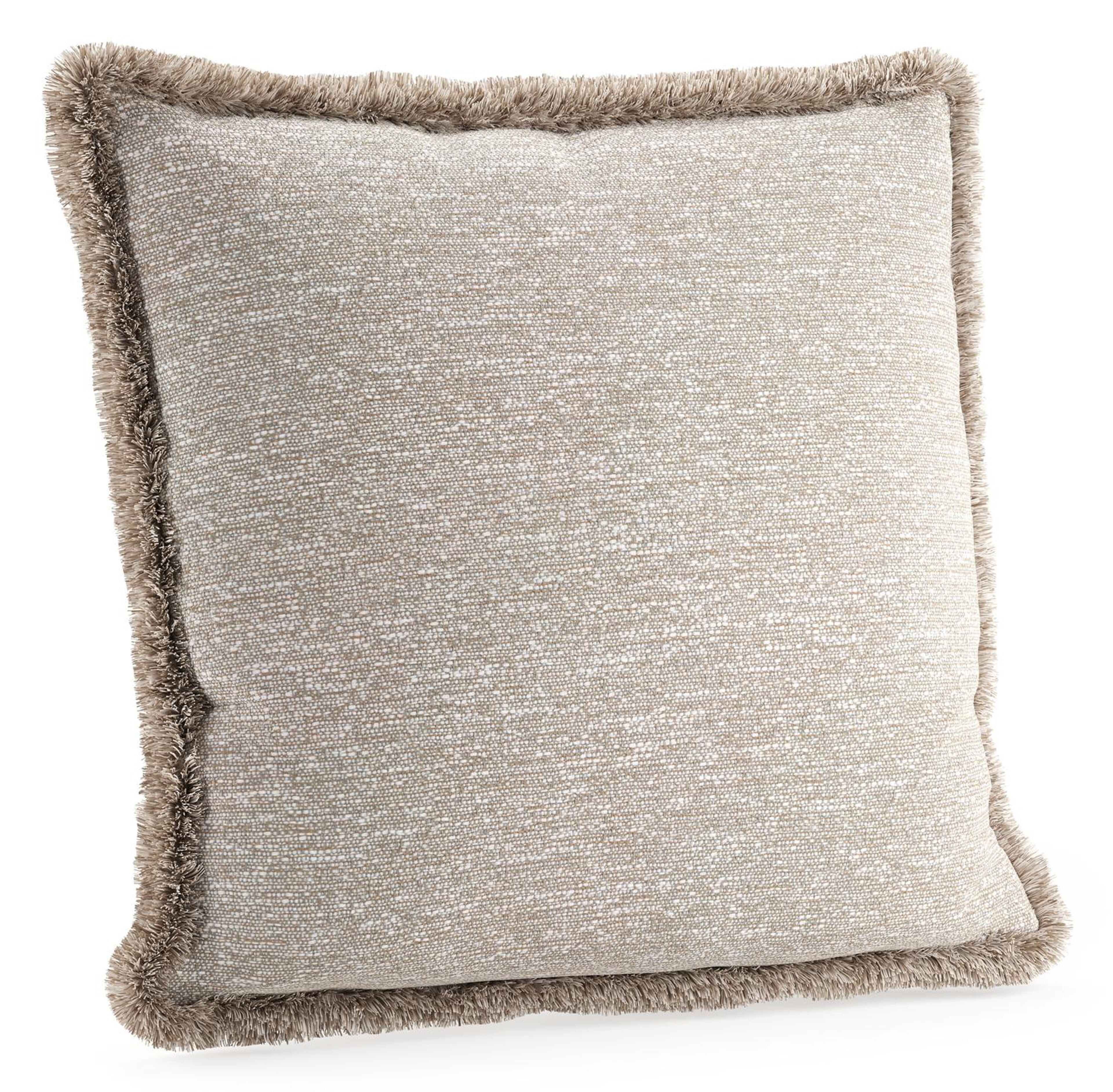 Coussin déco à franges 55 x 55 cm en all weather sunbrella luxe tundra sand
