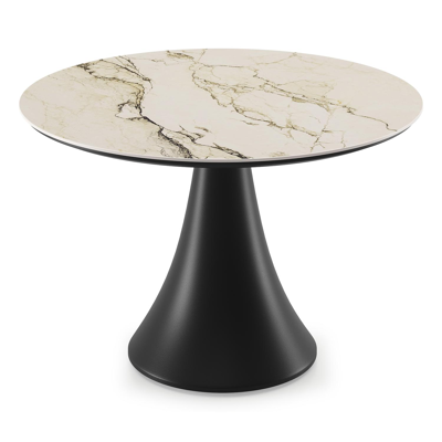 Fano low dining loungetafel in zwart aluminium en volkeramiek colorado dunes - Dia. 85 x H 55 cm