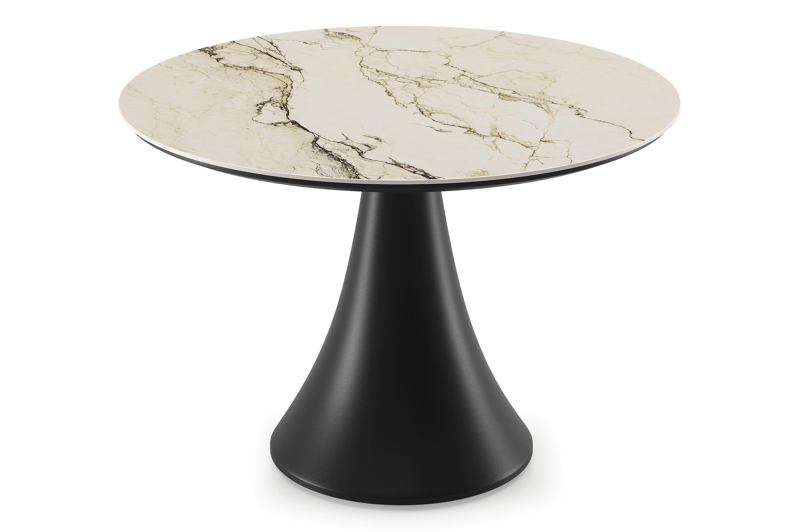 Fano low dining loungetafel in zwart aluminium en volkeramiek colorado dunes - Dia. 85 x H 55 cm