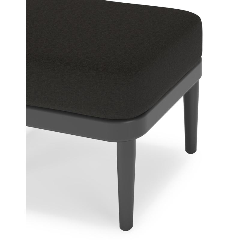 Pouf Orso en aluminium noir et coussins en all weather sunbrella® luxe Heritage char