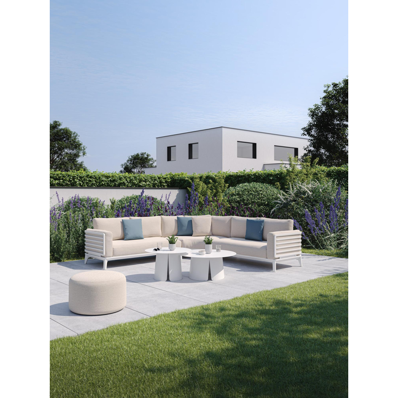 Pouf Gozo en weather+ softtouch rustic - Larg. 62 x Prof. 62 x H 38.5 cm