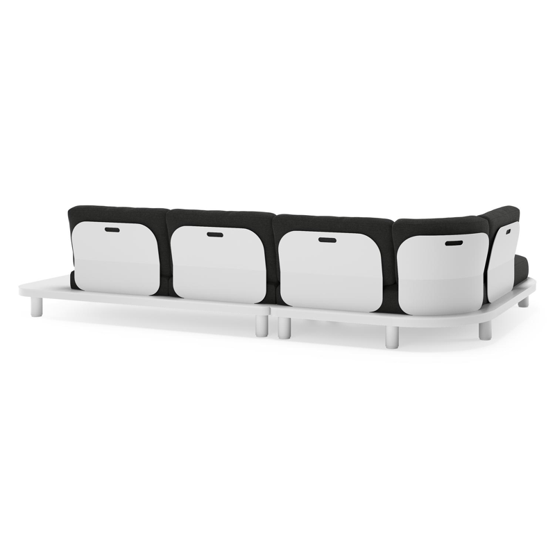 Donato loungehoek in wit aluminium met all weather sunbrella® luxe Chartres Sooty kussen